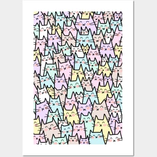 Cat Party - Pastel Posters and Art